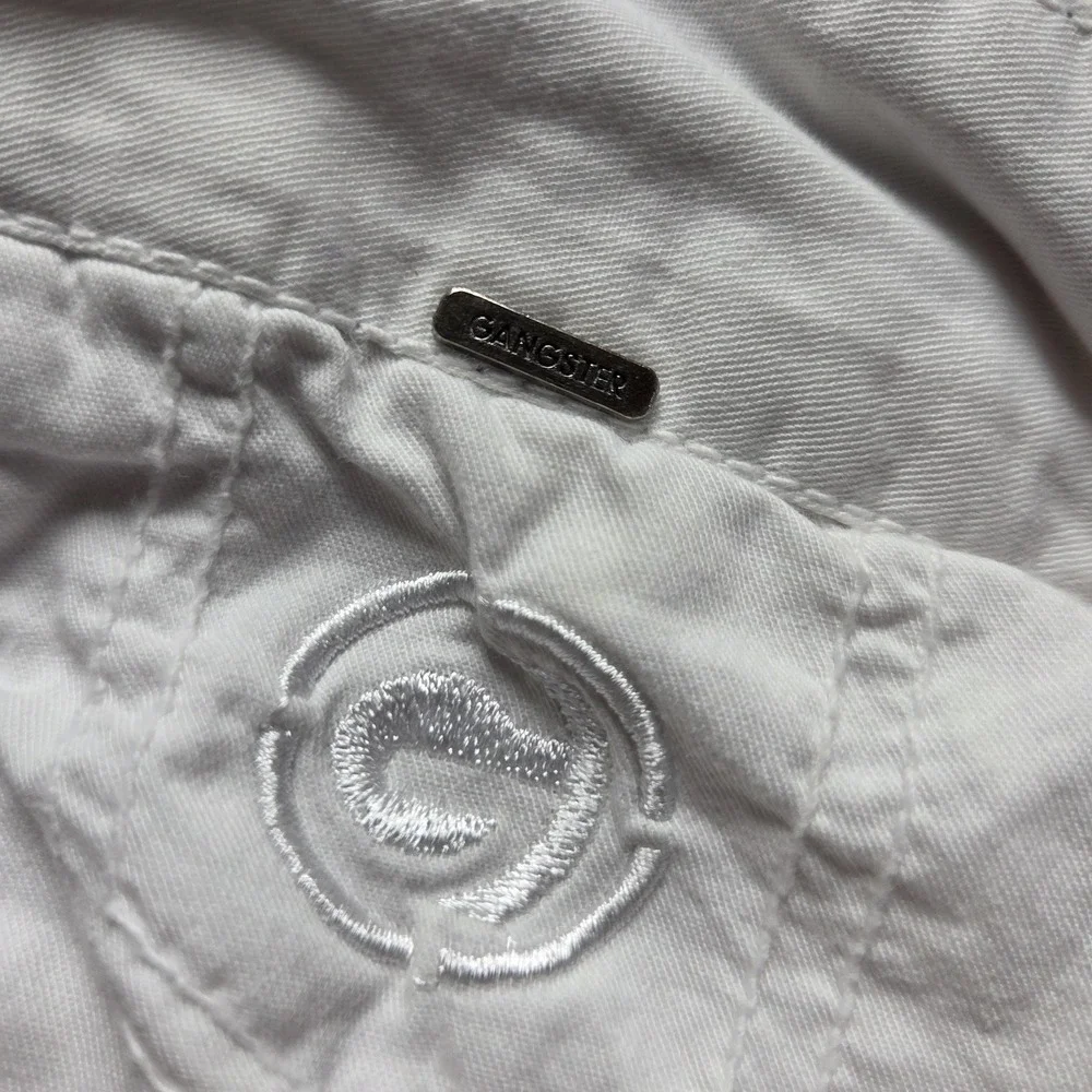 Gangster Cargo Shorts Mens 44 White Cotton Canvas Flat Front 10 Inseam Casual